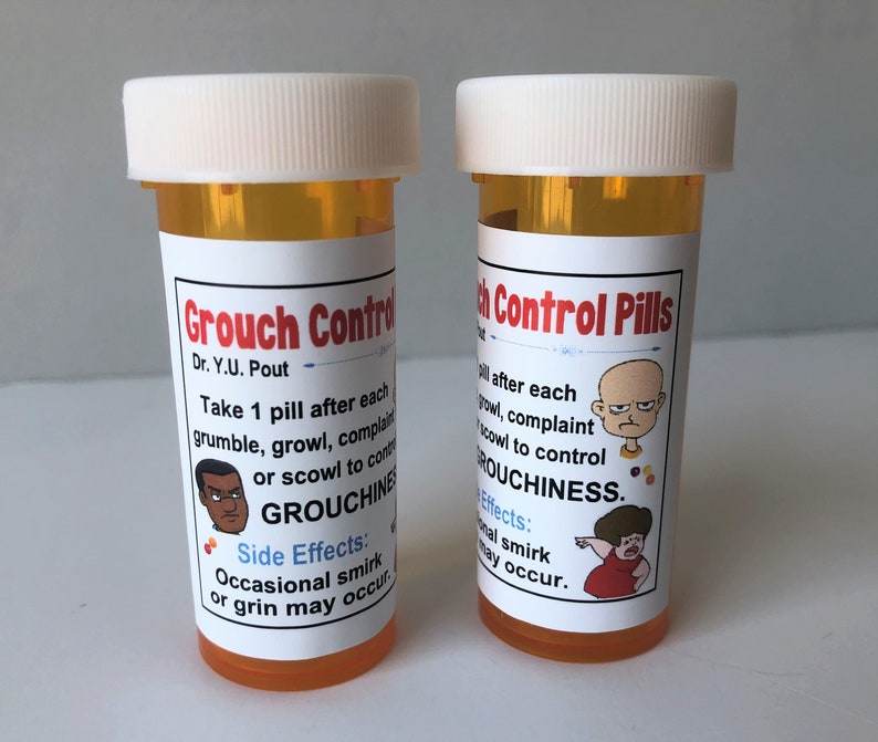 Grouch Control & Crankyitis Pills Set of 2 Pill Bottles Gag Etsy