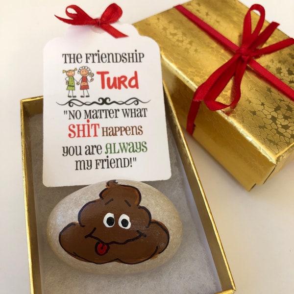 The Friendship TURD - Gag Gift - garden stone, painted rocks, hand painted stones, rock art, Best friends -girlfriends- shower funny gift