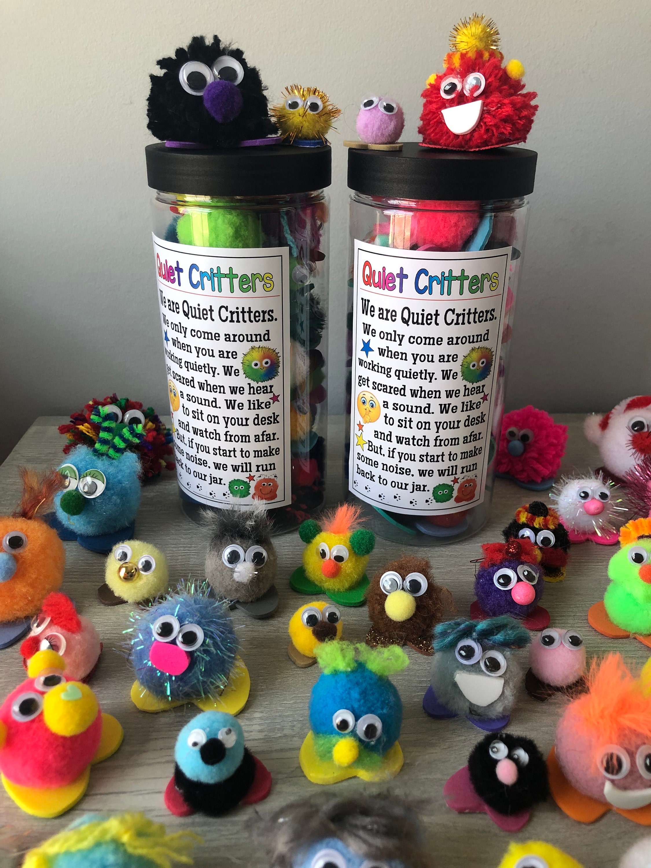 QUIET CRITTERS - XL - Jar with poem & poms Teacher resource, Classroom Behavior Management, Reward prizes, student incentives, homeschooling