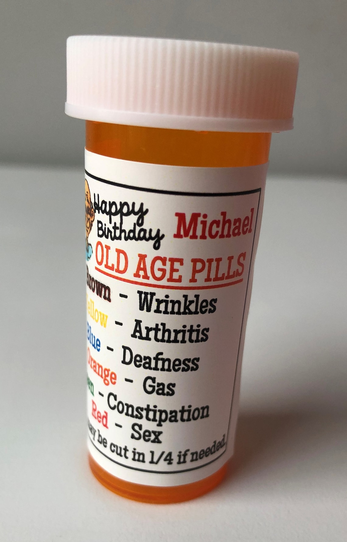 Personalized OLD AGE PILL Medicine Bottles Gag Gifts funny Etsy