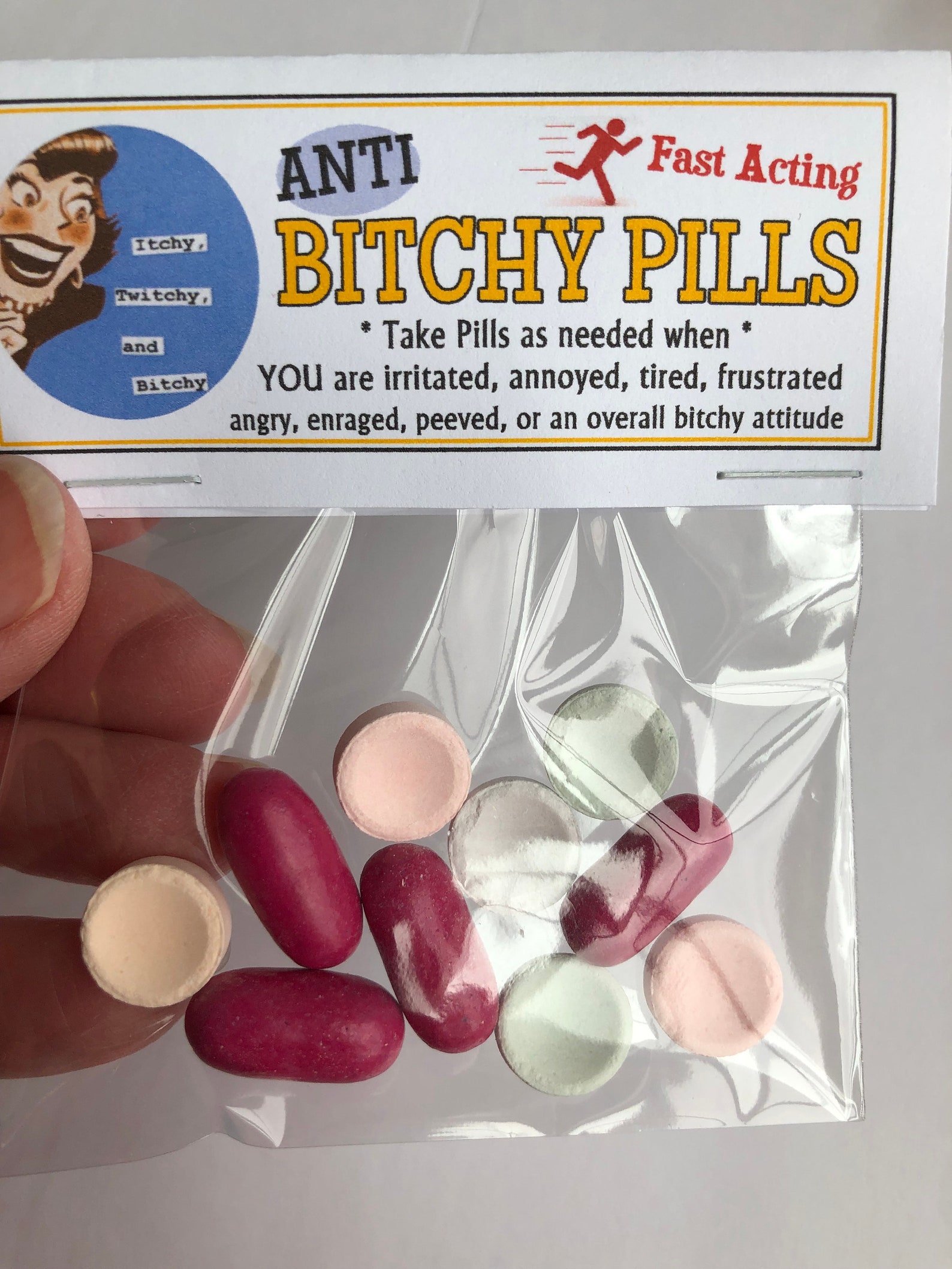 Antibitchy Pills Gag Gift Bags Hilarious Birthday White Etsy