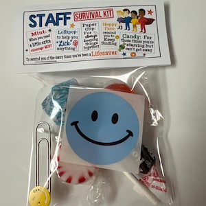 STAFF SURVIVAL Kit -Sweet Thoughts goody bag, Work, office, friends, co-workers, secretary, have a great day, smile, funny GAG BAg, employee