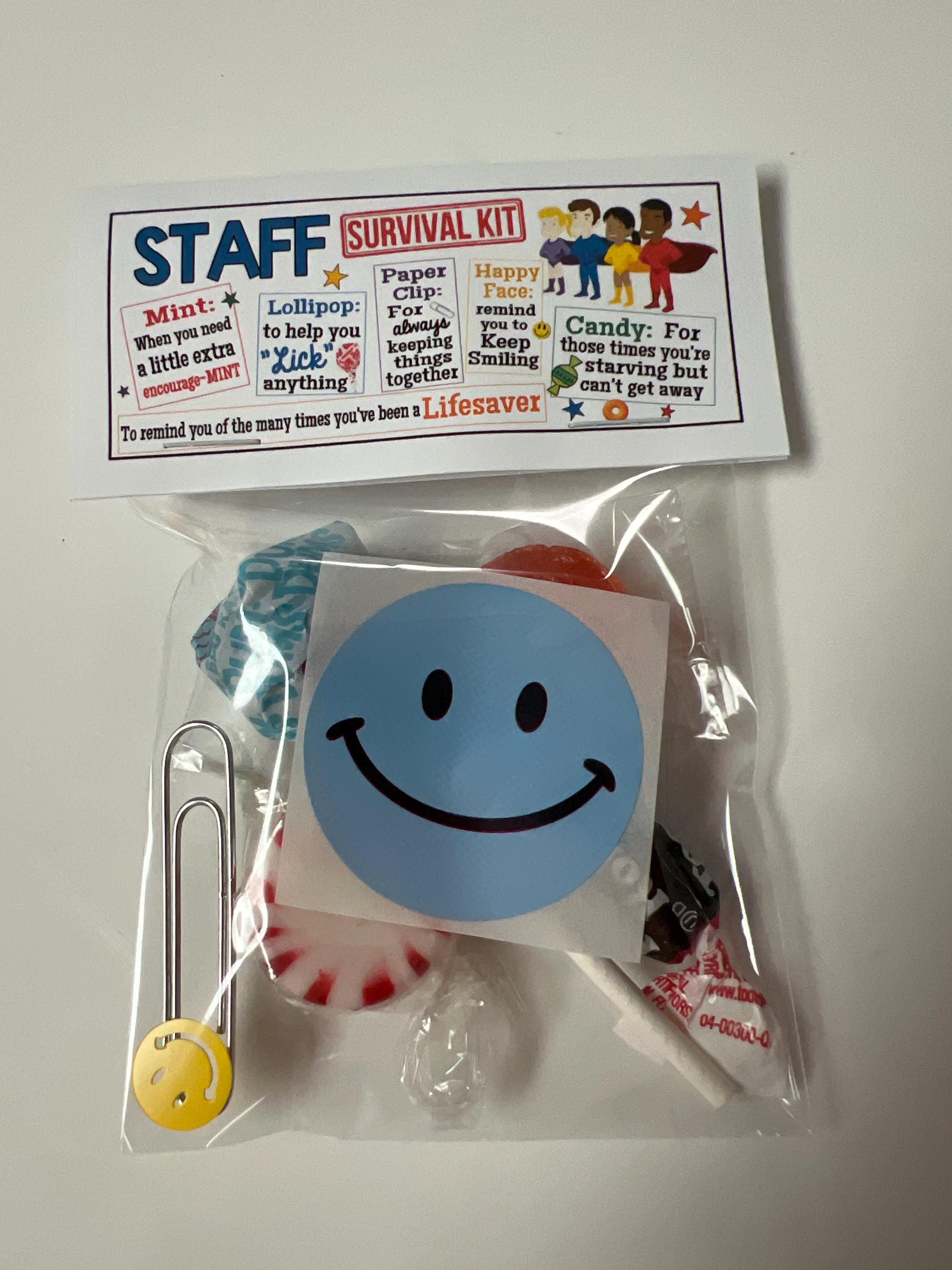 STAFF SURVIVAL Kit -Sweet Thoughts goody bag, Work, office, friends, co-workers, secretary, have a great day, smile, funny GAG BAg, employee