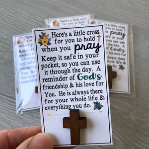 CROSS - PRAYER handheld charm- sweet thoughts gift, mom, friend neighbor, friend, mother, Wooden CrOSS charm, God, religious gift, Christian