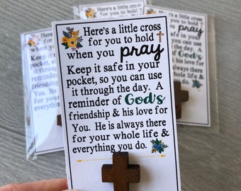 CROSS - PRAYER handheld charm- sweet thoughts gift, mom, friend neighbor, friend, mother, Wooden CrOSS charm, God, religious gift, Christian