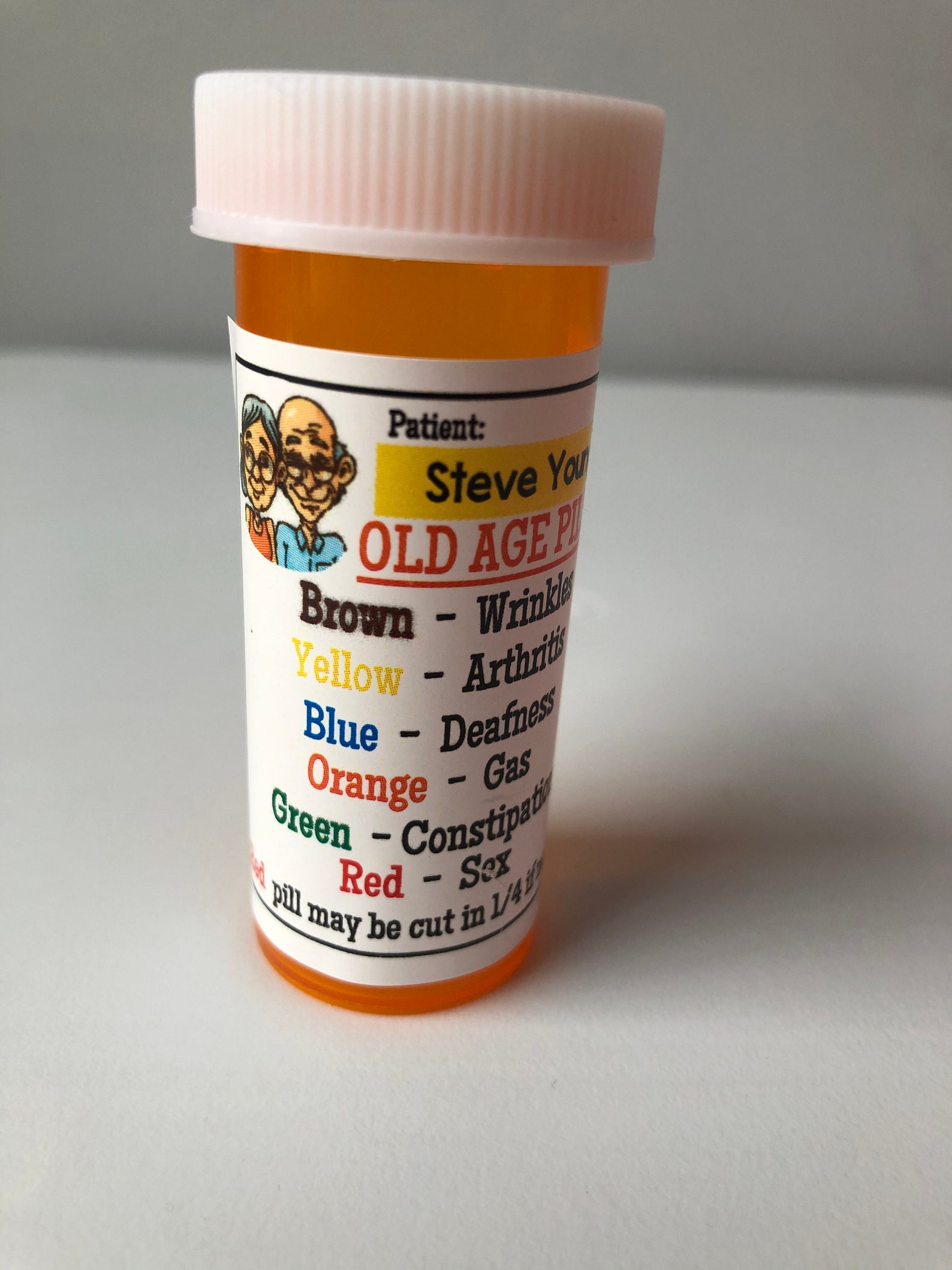 Personalized OLD AGE PILL Medicine Bottles Gag Gifts funny Etsy