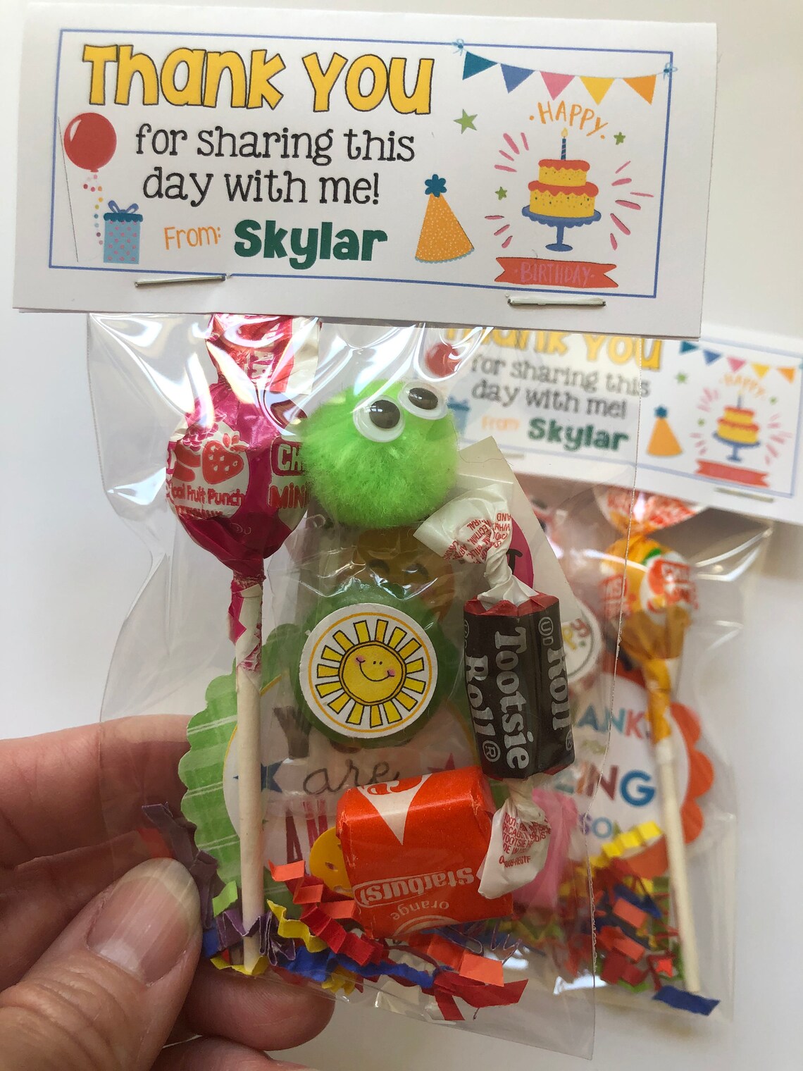 THANK YOU Birthday goodie bag PERSONALIZED Sweet Thoughts Etsy