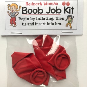 REDNECK BOOB JOB Kit - Funny Gag Gift Bags , Silly Prank Goody Bags, Birthday, Co-worker ...
