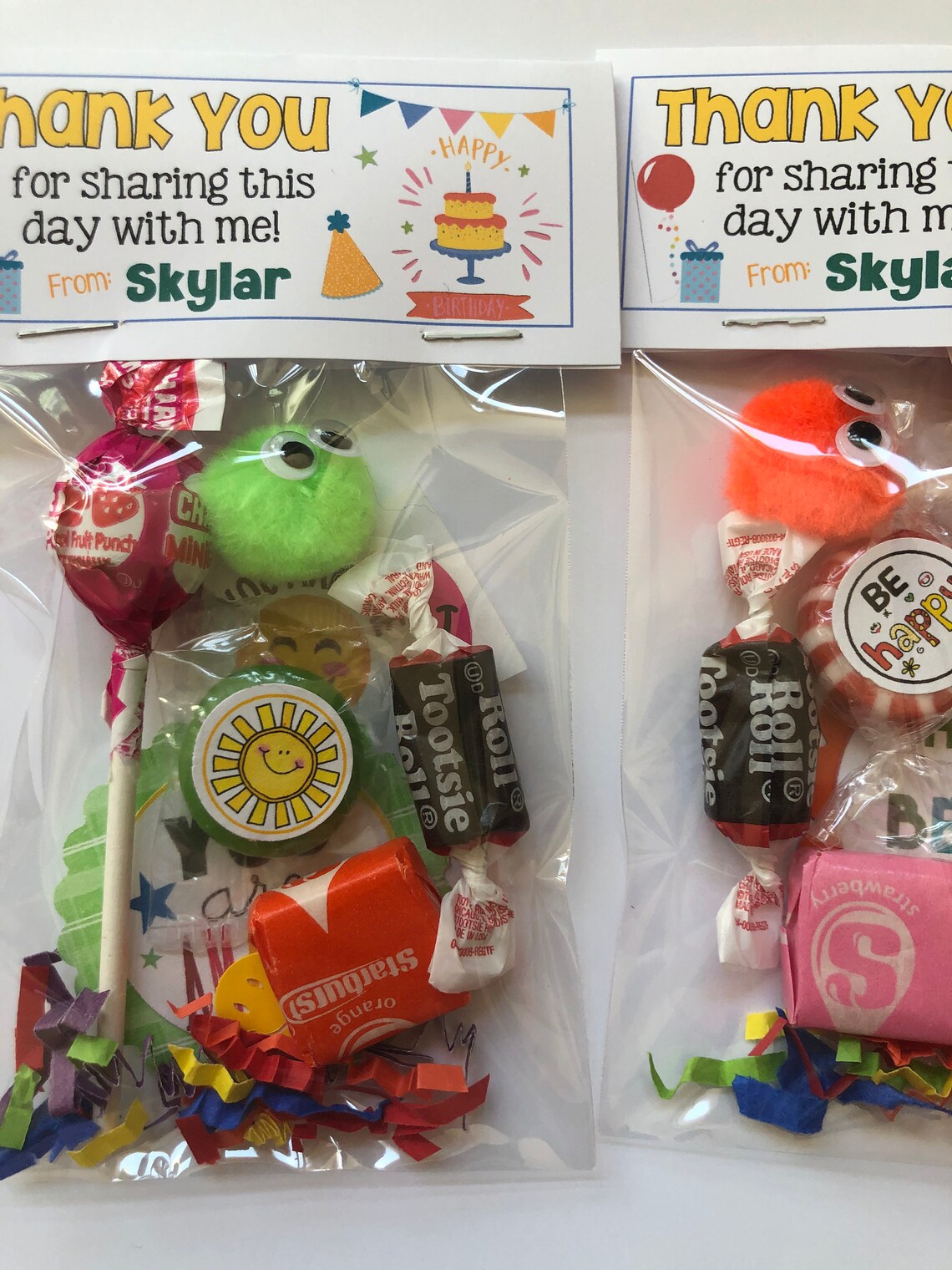 THANK YOU Birthday goodie bag PERSONALIZED Sweet Thoughts | Etsy
