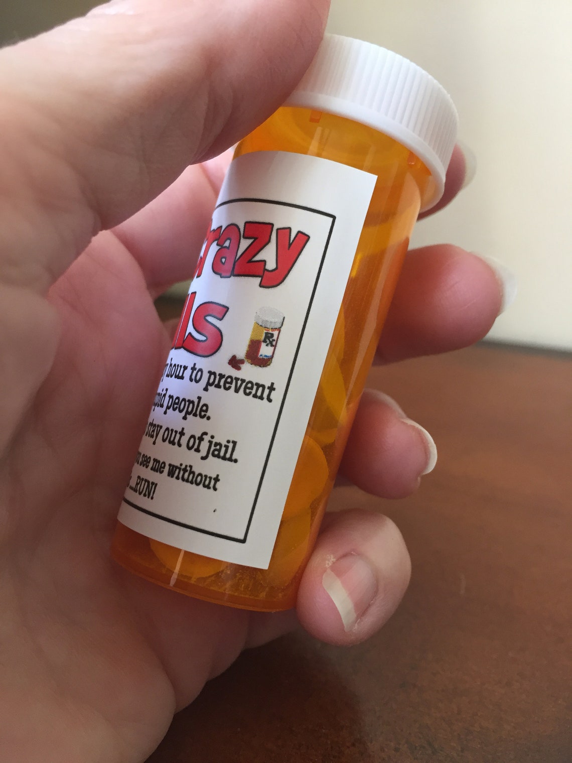 Gag Gifts Crazy Pills Medicine Bottle Funny Gifts White Etsy