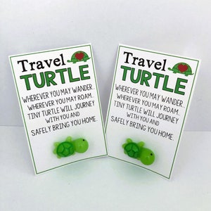 TRAVEL TURTLE mini adorable turtle, good luck charm, safe travels, tiny turtle gift bag, travel companion, charm, wander, birthday, friend