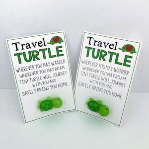 TRAVEL TURTLE mini adorable turtle, good luck charm, safe travels, tiny turtle gift bag, travel companion, charm, wander, birthday, friend