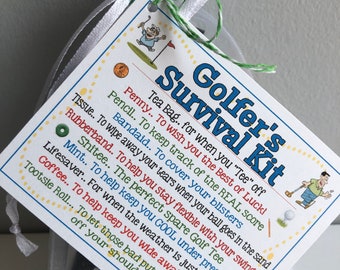 GOLFER'S Survival Kit -Sweet Thoughts goody bag, Happy Birthday, friends, golfing, have a great day, smile, funny GAG BAG, putting golf