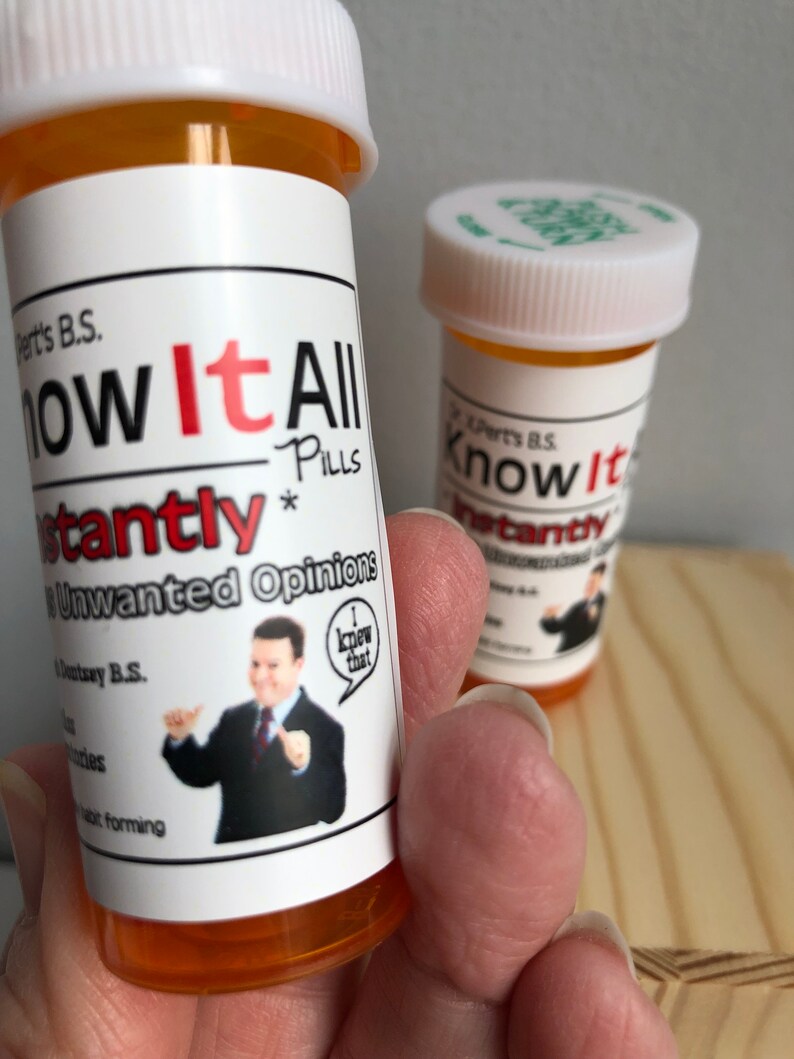 KNOW IT ALL Pills gag Gift Medicine Bottle Funny Gifts Etsy