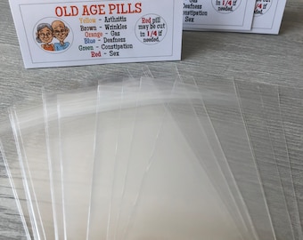 OLD AGE PILL Bags w/ tops, Gag Gift Bags Christmas, white elephant gifts ,novelty prank gifts, goody bags, stocking stuffers, secret santa