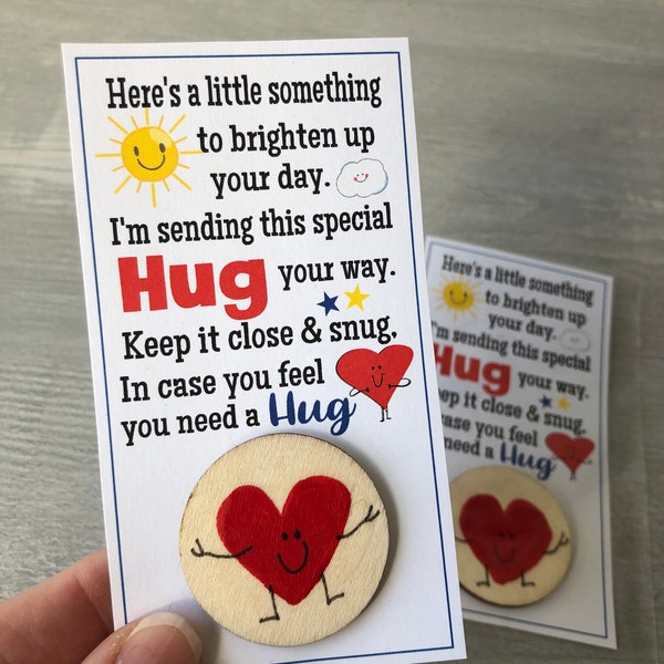 HUG - Sending you a  Big Hug - sweet thoughts gift, mom, friends, Teacher, gift for co workers, friend, sister, hand painted smiling heart