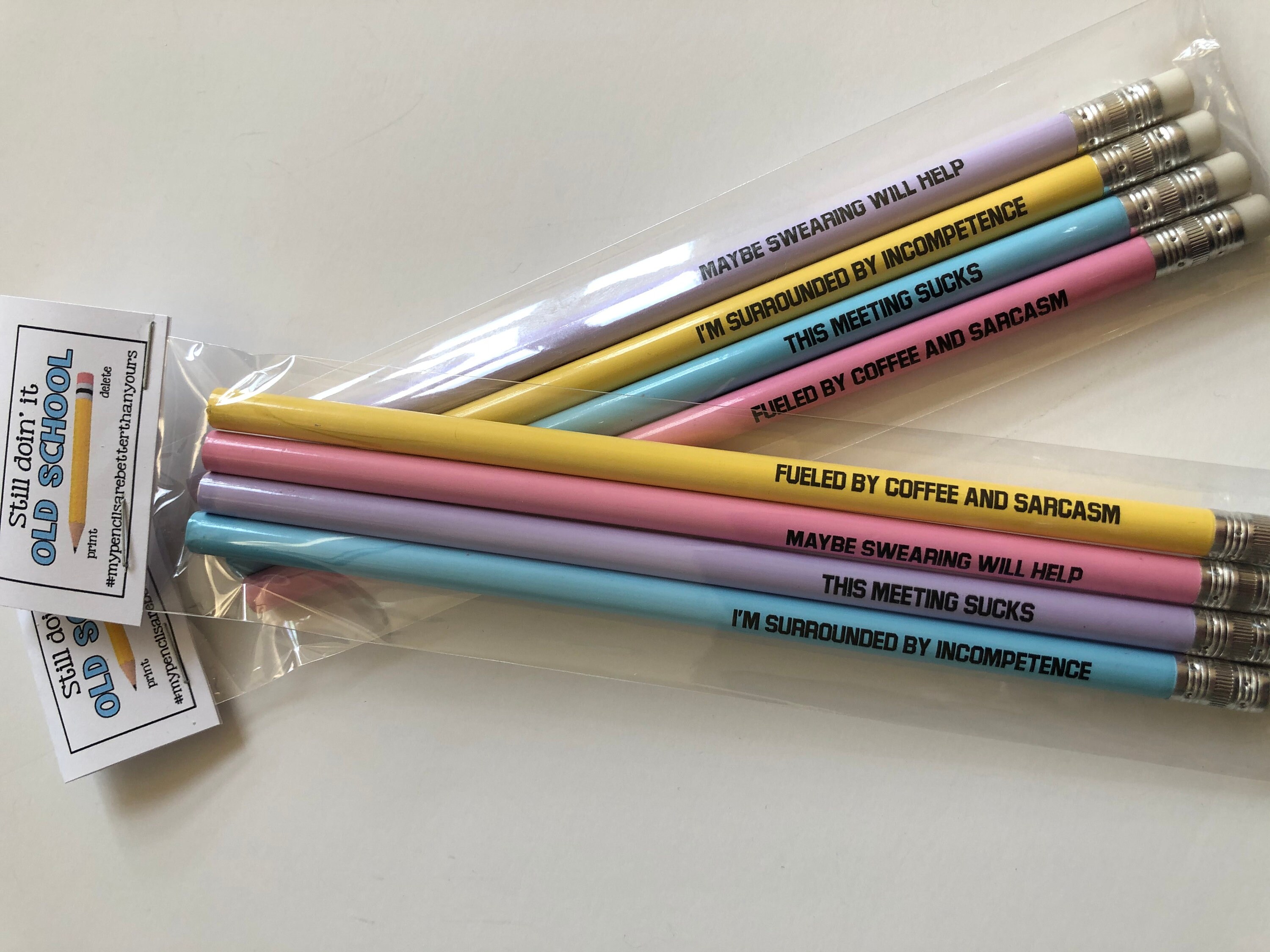 Set of 4 FUNNY PENCILS Mildly rude prank WORK pencil sets Etsy