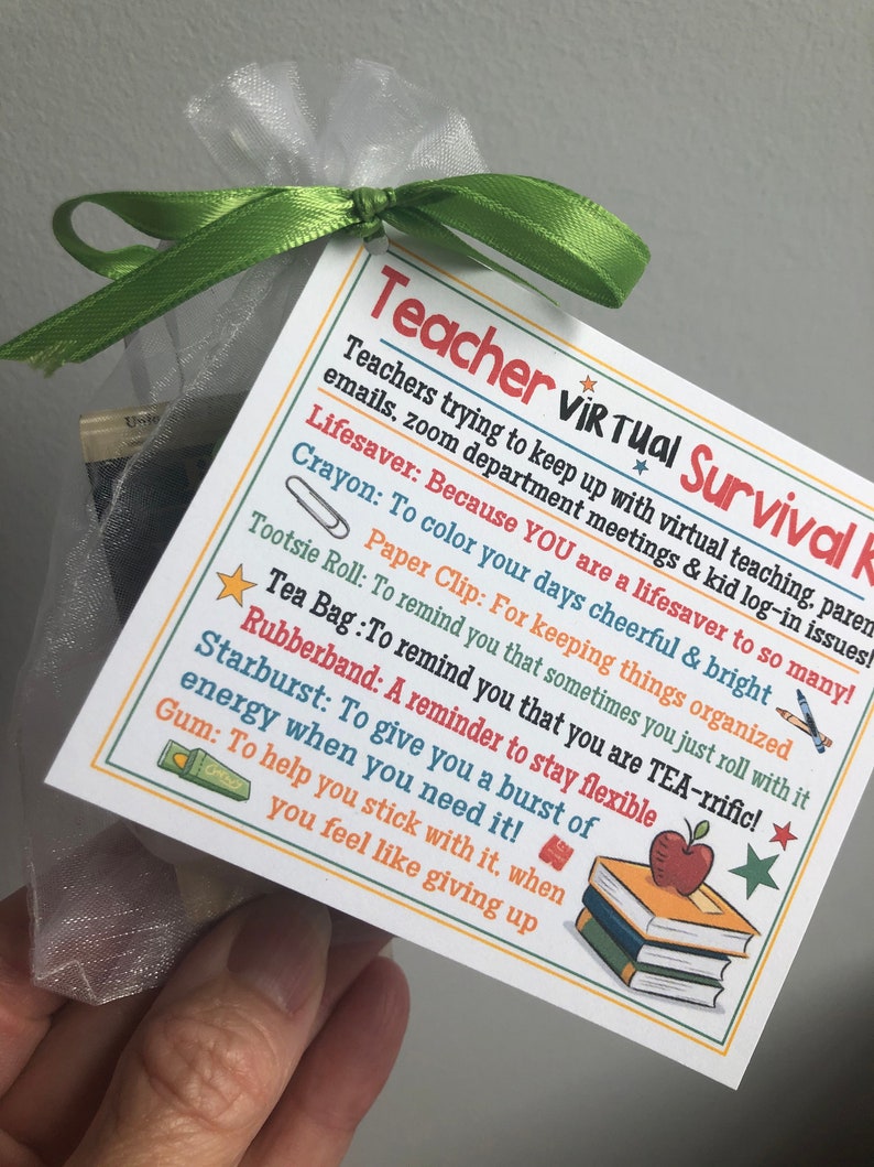 VIRTUAL Teacher Survival Kit Sweet Thoughts goody bag Back Etsy