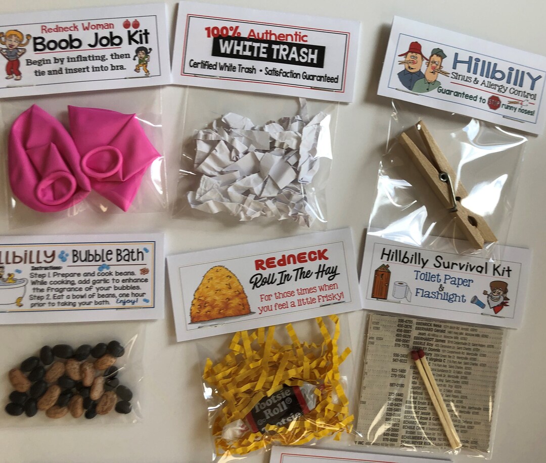 HILLBILLY Set of 3 GAG BAG Gift Bags Redneck funny, Silly, White Elephant, Gag Gifts, Prank