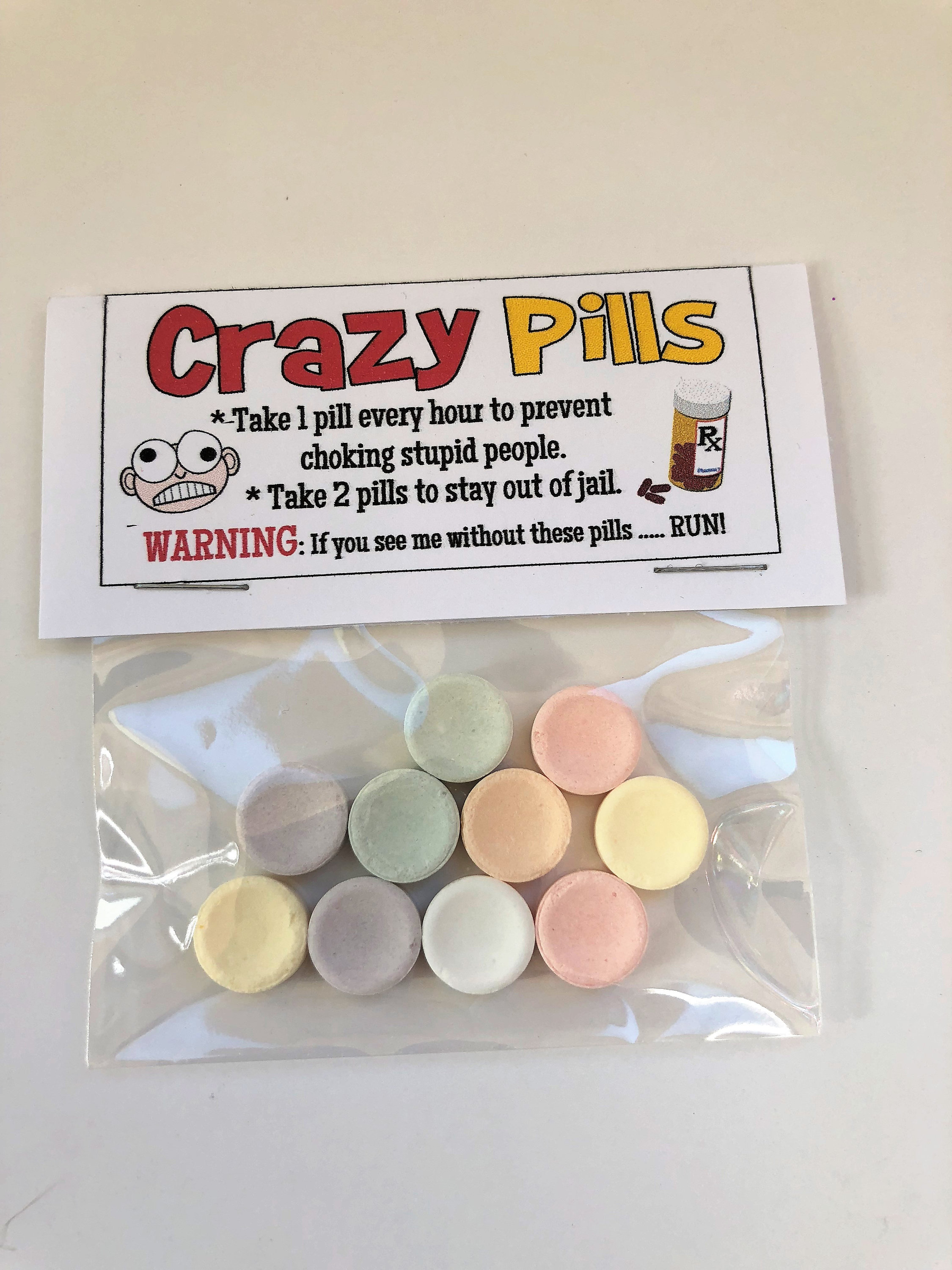 CRAZY PILLS Funny Gag Gift Bags Silly Prank Goody Bags