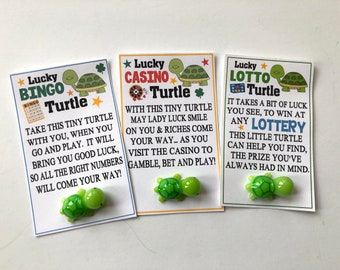 LuCKY LOTTO, BINGO, CASINO TuRTLES - Tiny Turtle good luck charm, lucky charm - sweet thoughts gift, friend gift bags, lottery, bingo cards