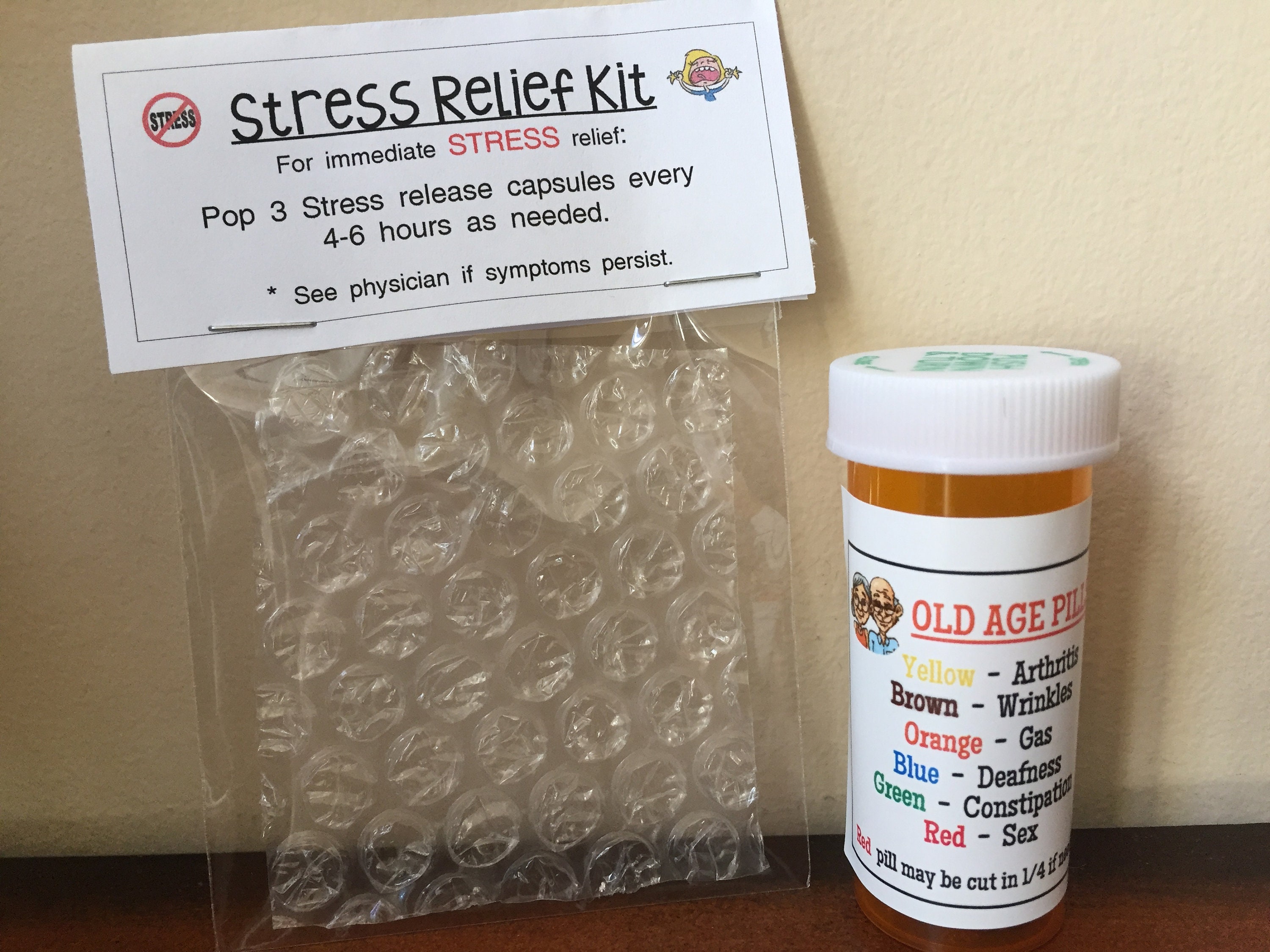 Gag Gifts Stress Relief Kit & Old Age Pills Funny Gifts - Etsy Gag Gifts Stress Relief Kit & Old Age Pills Funny Gifts - Etsy