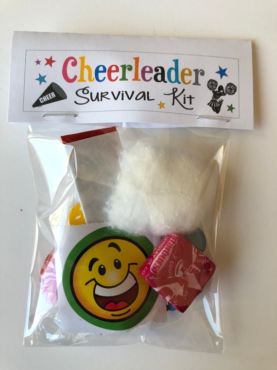 CHEERLEADER SURVIVAL KIT Funny Gag Gift Bags , Silly Prank Goody Bags,  Birthday, Co-worker,cheer Mom, Cheerleading, Squad, Sports 