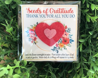 SEEDS of GRATITUDE - Red/pink - Bloomin' Plantable Seed paper gift bags, Mothers Day, teacher appreciation, recycled wildflower seed bombs