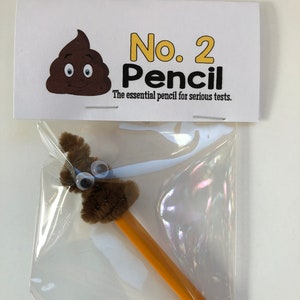 No.2 Pencil - Poop themed - office funny Gag Gift Bags , silly prank goody bags, Birthday, co-worker, unique gift, Mom, teacher, friend gift