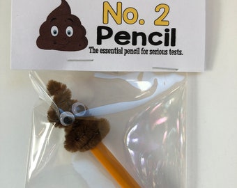 No.2 Pencil - Poop themed - office funny Gag Gift Bags , silly prank goody bags, Birthday, co-worker, unique gift, Mom, teacher, friend gift