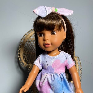 14.5 inch doll like Wellie wisher knit dress with leggings, hairbow