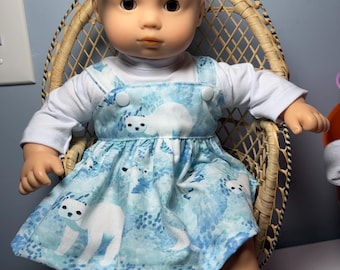 15 inch doll like bitty baby doll cotton jumper with shirt and hairbow