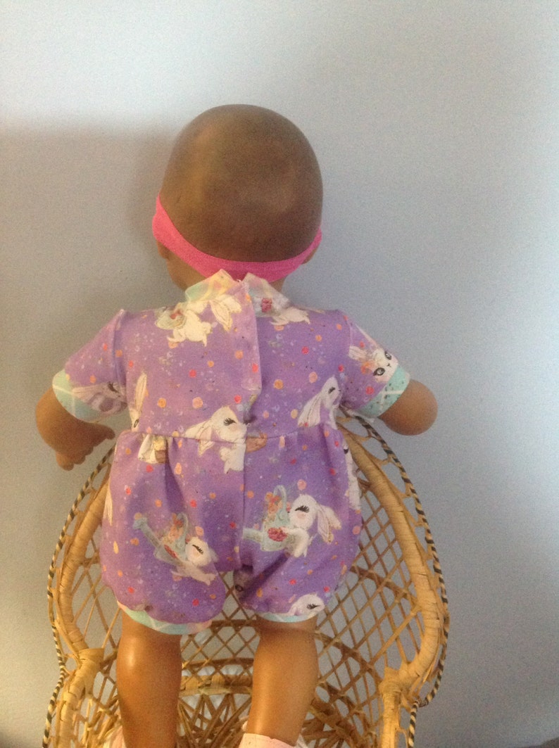 Bitty baby custom knit romper with hair bow and FREE SHIPPING