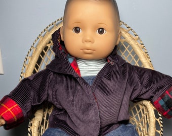 15 inch doll like bitty baby doll reversible corduroy jacket with free shipping