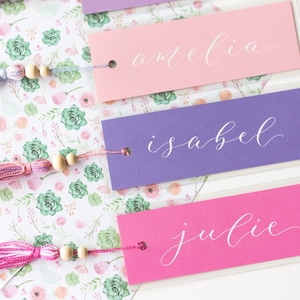 Personalized Bookmarks, Custom Bookmarks, Calligraphy Bookmarks, Beaded Tassel Bookmarks, Customized Bookmarks, Bookmarks for All Ages