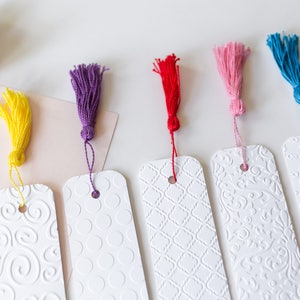 Handmade Embossed Bookmarks, Custom Bookmarks, Patterned Bookmarks, Cute Bookmarks, Pretty Bookmarks, Tassel Bookmark, Paper Bookmarks bild 2