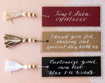 Custom Bookmarks, Personalizable Bookmarks, Quote Bookmarks, Calligraphy Bookmarks, Beaded Tassel Bookmarks, Handlettered Bookmarks