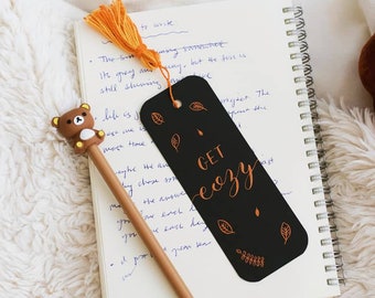 Autumn Bookmark with Tassel, Custom Bookmark, Calligraphy Bookmark, Fall Bookmarks, Tassel Bookmark, Handlettered Bookmark, Cute Bookmark