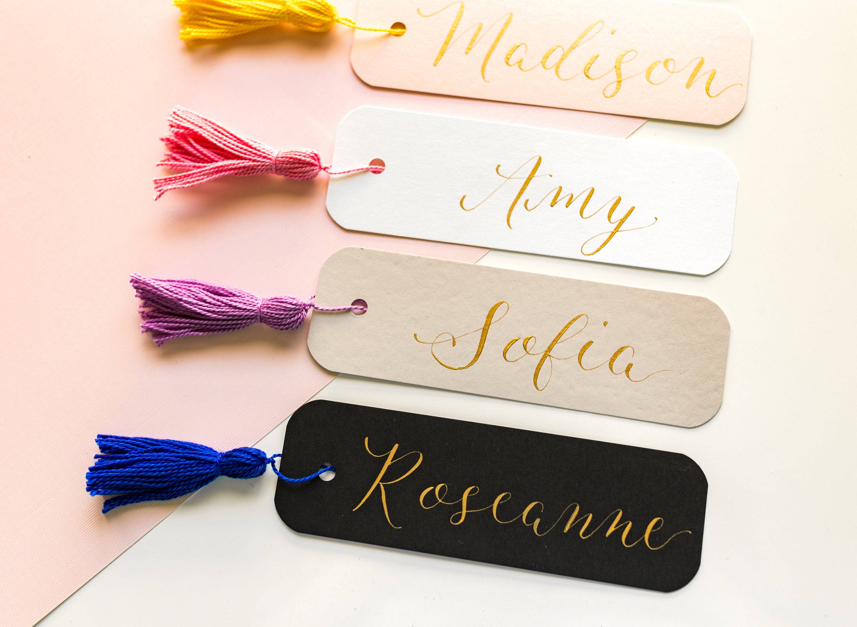 Personalized Bookmarks Tassel Bookmarks Calligraphy Etsy