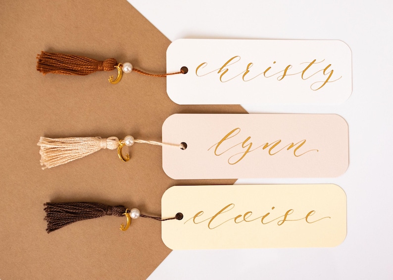 Customized Bookmarks, Personalized Calligraphy Bookmarks, Book Club Gifts, Gifts for Students, Gifts for Teachers, Stocking Stuffer Gift image 1