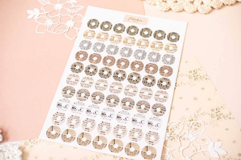 Vintage Stickers, Round Eyelet Stickers, Stickers for Junk Journaling, Collage Journaling, Snail Mail Stickers, Pen Pal Stickers, Scrapbook image 3