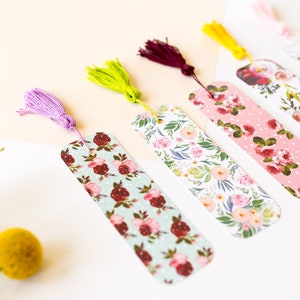 Floral Tassel Bookmarks, Cute Bookmarks, Pretty Bookmarks, Flower Bookmarks, Bookmark Tassels, Colored Tassels, Customized Bookmarks