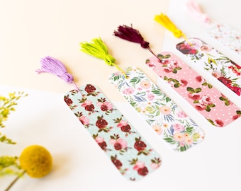 Floral Tassel Bookmarks, Cute Bookmarks, Pretty Bookmarks, Flower Bookmarks, Bookmark Tassels, Colored Tassels, Customized Bookmarks