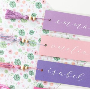 Personalized Bookmarks, Custom Bookmarks, Calligraphy Bookmarks, Beaded 2 thumbnail image