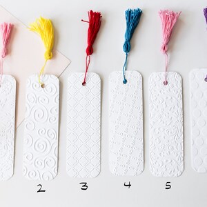 Handmade Embossed Bookmarks, Custom Bookmarks, Patterned Bookmarks, Cute Bookmarks, Pretty Bookmarks, Tassel Bookmark, Paper Bookmarks bild 5