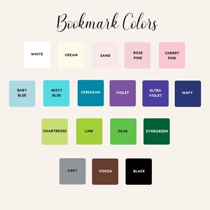 May include: A chart of 18 colour swatches with the names of each colour written below. The colours include white, cream, sand, rose pink, cherry pink, baby blue, misty blue, cerulean, violet, ultra violet, navy, chartreuse, lime, pear, evergreen, grey, cocoa, and black.