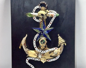 Original Skull om a   Anchor  Wall Art