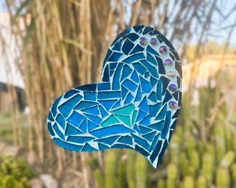 Stained Glass Heart Suncatcher – Handmade Mosaic Window Hanging