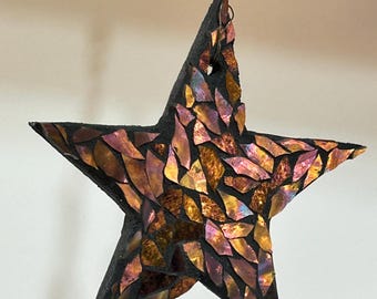 Purple & Gold Star Stained Glass Ornament