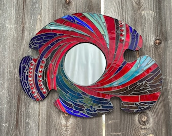 Stained Glass Puzzle Piece Mirror
